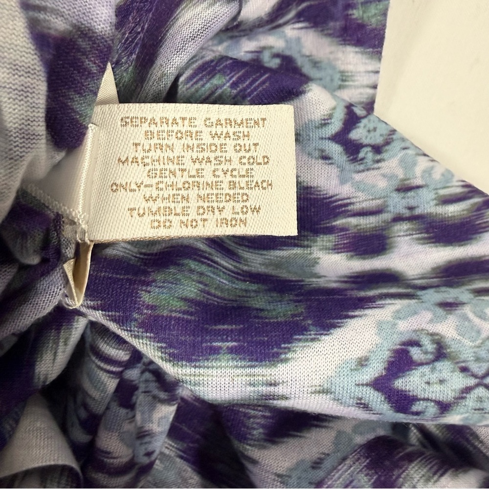 Boho Layered Chico's Purple Ikat Flutter Sleeve Poncho Tank Top Set Size 1 Mediu - Picture 7 of 9